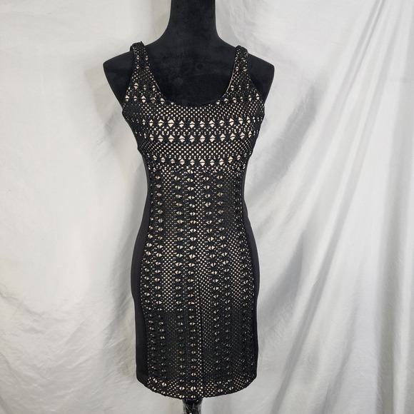 USA Vintage KAREN ZAMBOS Size 4 Sexy Crochet Stretch Bodycon Evening Party Dress - Picture 1 of 10